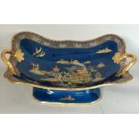 1920's Carlton Ware two-handled oblong blue and gilt centrepiece bowl