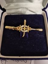 Hong Kong Jockey Club Tie Pin 18K gold with x 12 x 0.02ct Diamonds in original box