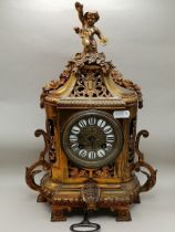 Antique French Brass Mantle clock with Cherub on top