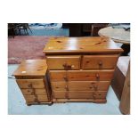 Pint 4ht chest of drawers plus 3 drawer bedside drawers