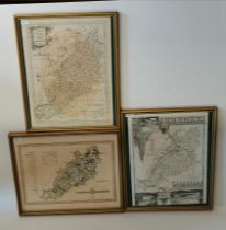 3 framed old maps of Northamptonshire