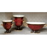 Carlton Ware Rouge Royal Iridescent bowl and x2 Vases