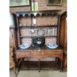 Antique Oak farmhouse dresser with plate rack