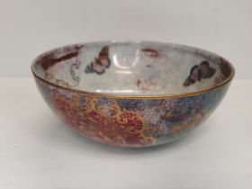 Carlton lustre ware bowl with butterfly decoration 23cm ( rubbing to inside butterflies )