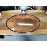 A large Antique Georgian mahogany serving tray with brass handles