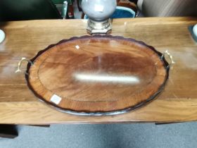 A large Antique Georgian mahogany serving tray with brass handles