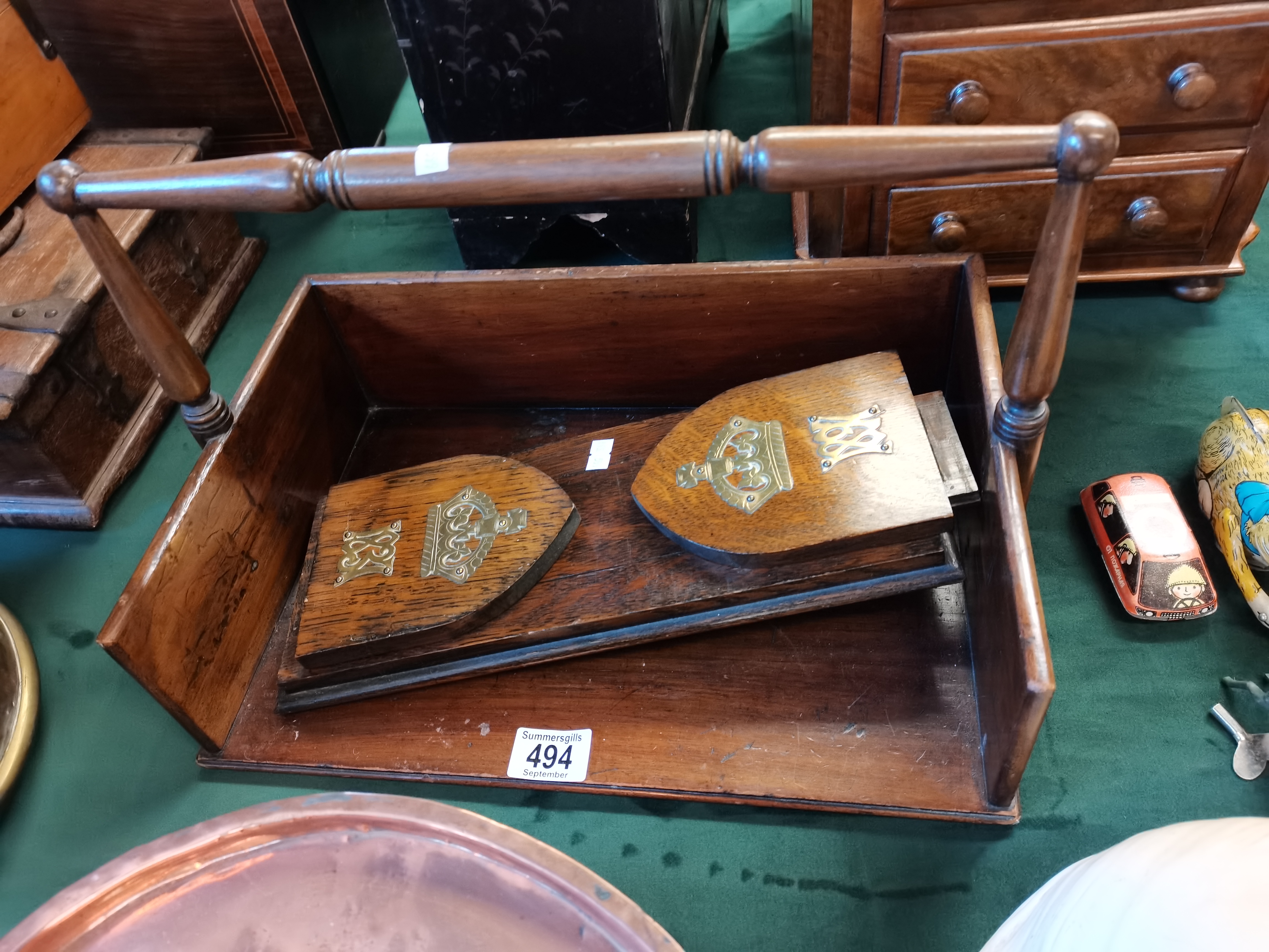 Antique mahogany book tray and serving tray