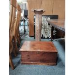 Wooden column / plant stand plus antique pine box