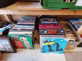 A Large Box Of LP's plus 4 LP Record boxes and others ands 1 Box of Singles