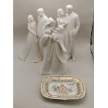 3 x Figurines Lasting memories by Kim Lawrence plus Royal Crown Derby pin dish
