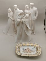 3 x Figurines Lasting memories by Kim Lawrence plus Royal Crown Derby pin dish