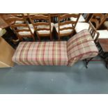 Vintage Ottoman Tartan covered chaise lounge