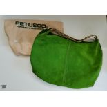 Petusco light green suede Italian handbag with dust bag