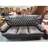 Antique Thomas Lloyd Leather high button back 3 seater Sofa