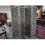 Antique 4 folding dressing screen