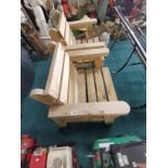 x2 large wooden garden chairs plus flour bin with lid