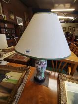 An oriental table lamp in the famille rose style pattern