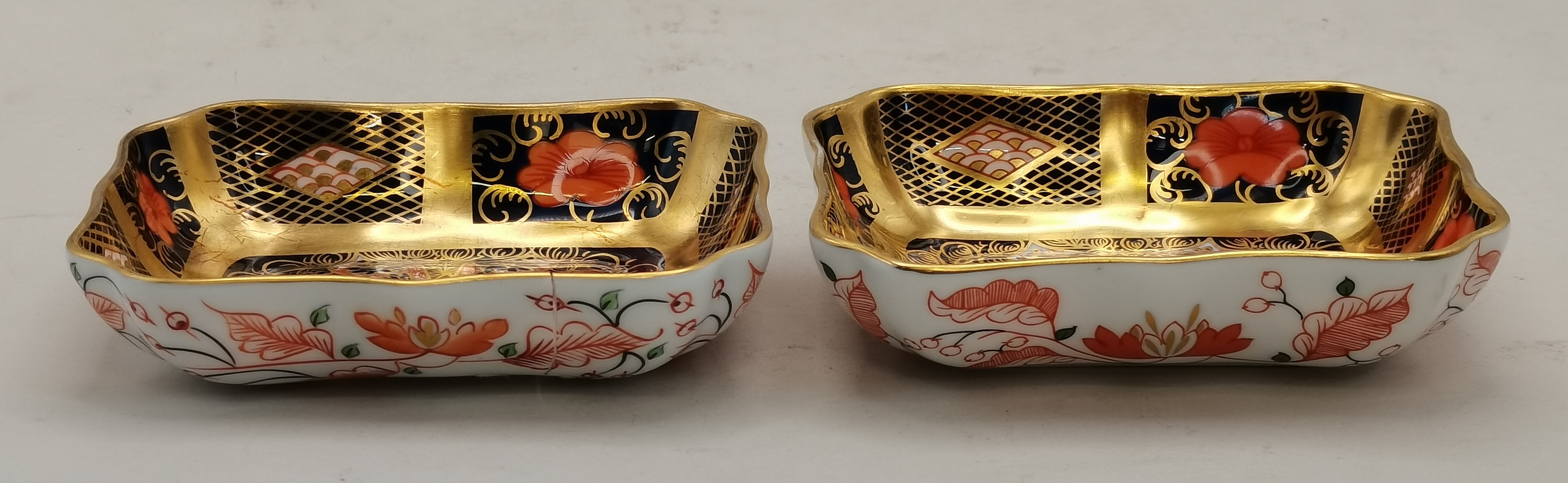 2 x Royal Crown Derby Old Imari 1128 Rectangular Pin / Trinket dishes - Image 2 of 5