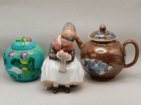 Chinese Ginger Jar, Chinese Tea pot and Royal Copenhagen girl