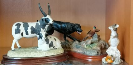 Border FIne Arts figures - Black Labrador & Pheasants ", Pair of Jacob sheep plus Fieldmouse