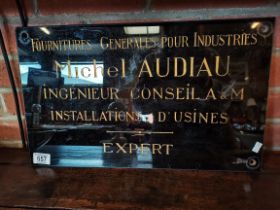 A vintage French granite sign of MICHEL AUDIAU Fur