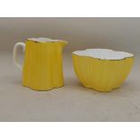 Rare 19th century antique Wileman lemon yellow china sugar bowl and milk jug