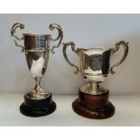 TWO GEORGE V SILVER TWIN-HANDLED TROPHY CUPS, ZETLAND HUNT