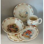 5 pieces of Royal Doulton Bunnykins crockery