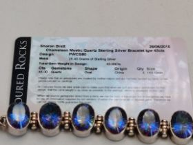 A sterling silver and quartz bracelet