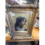 Early oil painting on board of Spanish/Italian girl signed