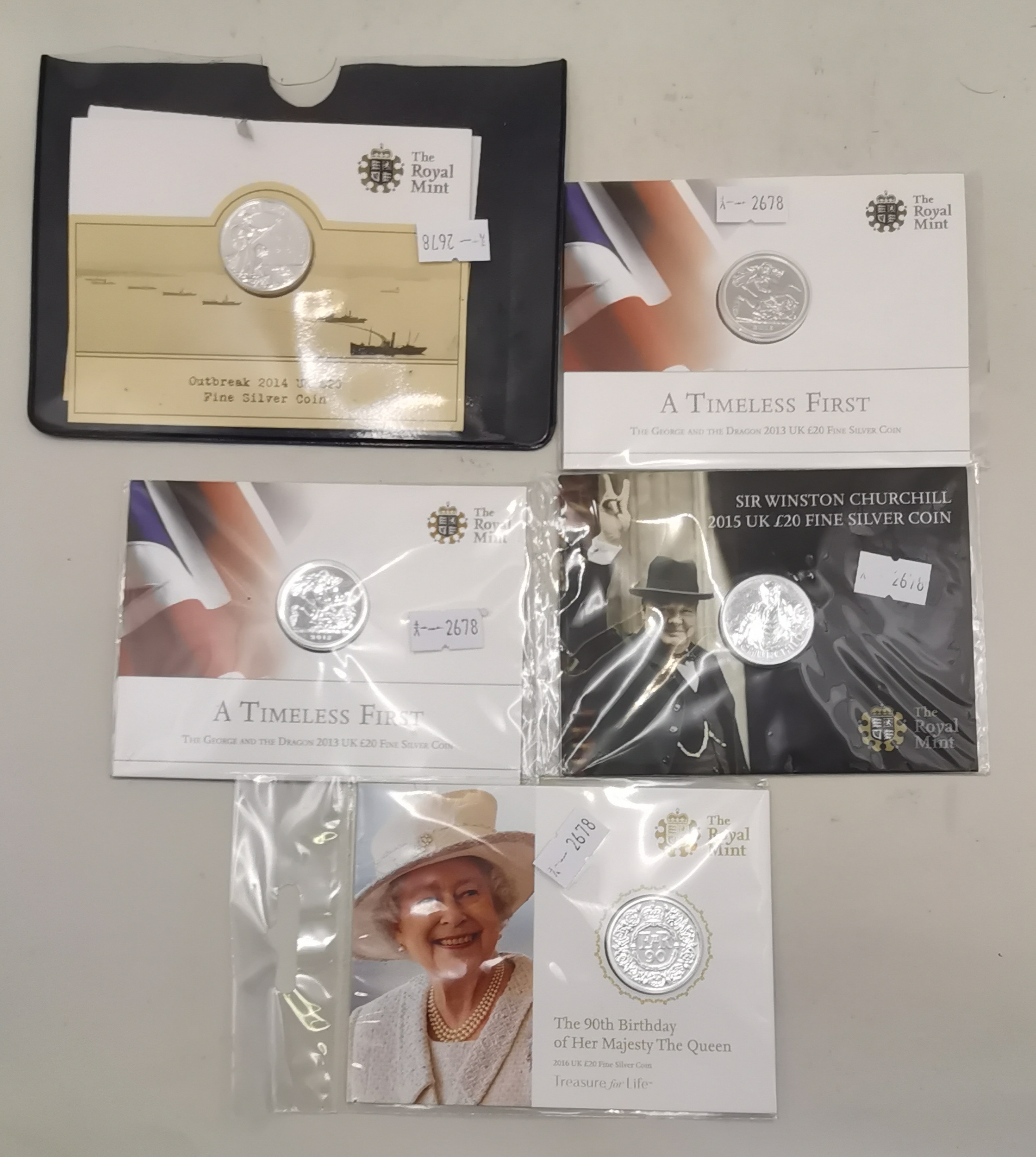 5 x commemorative 320 coins bt the Royal Mint