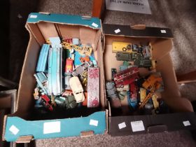2 Boxes of Playworn Diecast Toys Containing Matchbox Dinky and Corgi (Mainly Dinky)