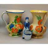 Devon ware Jug, Delft Ceramic girl figurine plus Ditmar Urbach jug