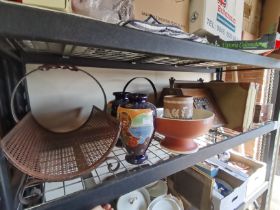 Collection of misc: Wedgewood, brassware , coal box