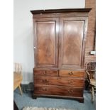 Antique Mahogany hanging cupboard with 3 Ht Drawers under