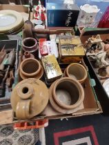 vintage tins, stoneware bottles etc