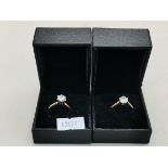2 x 18k gold rings with central solitaire stone 6