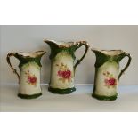 3 x Royal Staffordshire vintage jugs marked "Alpha Omega pottery"