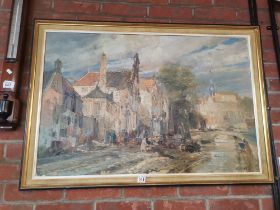 A Dutch 19th century oil of a town scene by impressionist