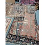 6 x rugs various sizes, reds, blues, beiges