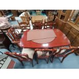 Extendable dining table with 4 chairs plus 2 carvers W90cm x L 142 not extended