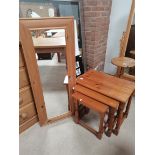 Pine nest of tables and Pine wall mirror