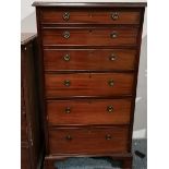 Antique Mahogany 6 Ht slimline chest of drawers