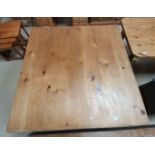 Square pine kitchen table with drawer