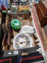 Misc inc: glassware, rug, bellows etc