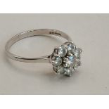 9ct White gold ring set with 6 white stones total weight 2 grams