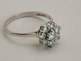 9ct White gold ring set with 6 white stones total weight 2 grams