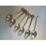 A set of 6 golf spoons solid silver 58g