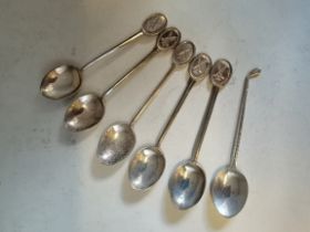 A set of 6 golf spoons solid silver 58g