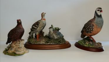 3 x game bird figures (incl Border FIne Arts A0660 Partridge)